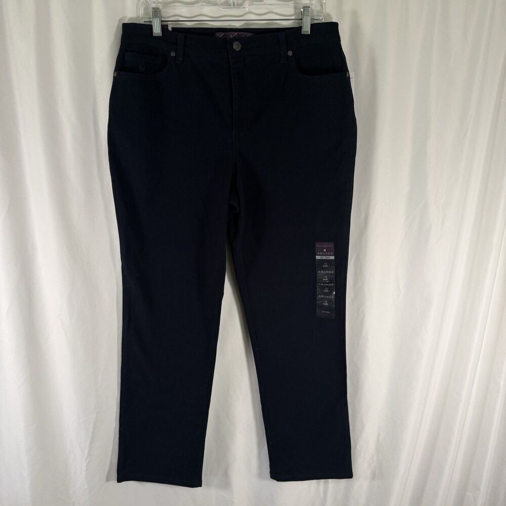 NEW Gloria Vanderbilt Amanda Pants Womens 12 Short Tapered Leg Classic Rise Blue